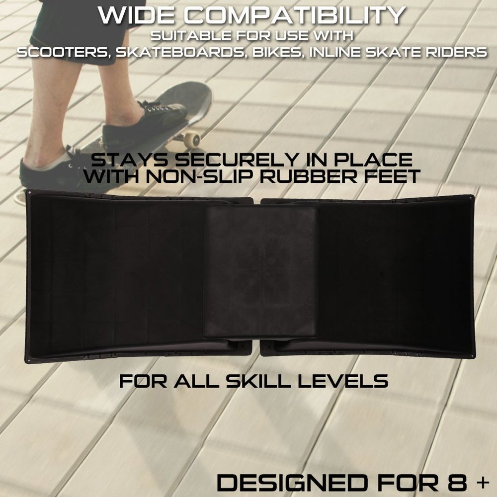 Double-Sided Skateboard Ramp, 16" by 44" Heavy Duty for Skateboards, Scooters, o